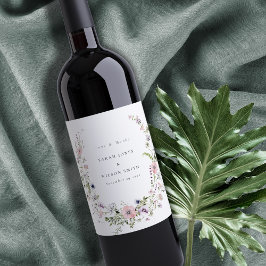 Etiqueta Para Botella De Vino Boda de flores silvestres rosadas Lilac