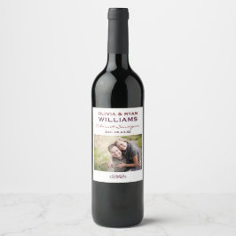 Etiqueta Para Botella De Vino Boda de Foto Oscura Rústica Roja