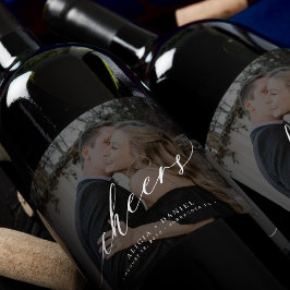 Etiqueta Para Botella De Vino boda de fotos de animadores de escritura moderna y