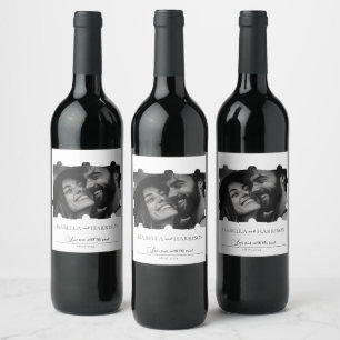 Etiqueta Para Botella De Vino Boda de fotos de la colección del rompecabezas Bla