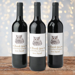 Etiqueta Para Botella De Vino Boda de gato personalizada