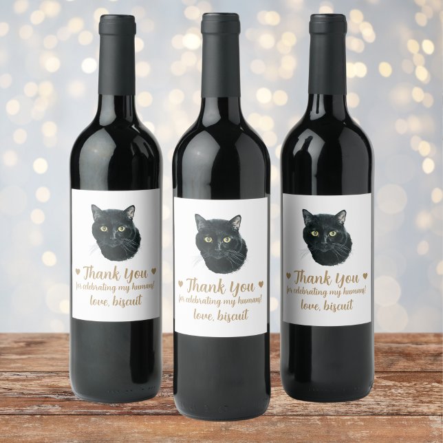 Etiqueta Para Botella De Vino Boda de gato personalizado (Subido por el creador)