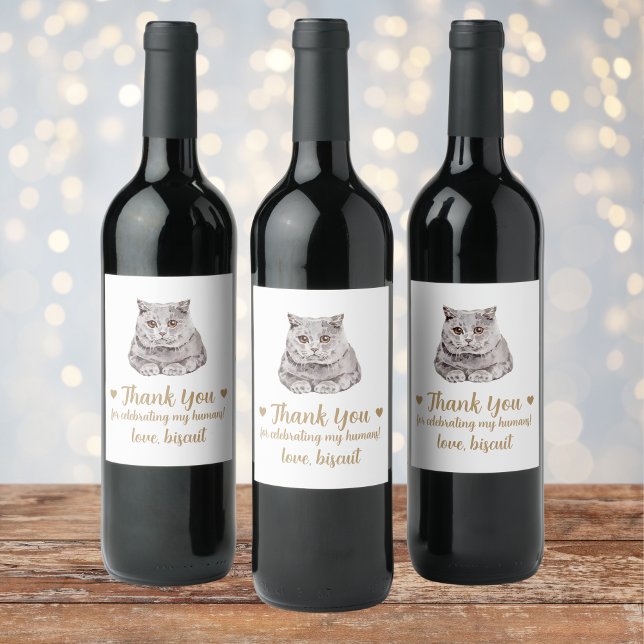 Etiqueta Para Botella De Vino Boda de gato personalizado (Subido por el creador)