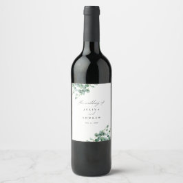 Etiqueta Para Botella De Vino Boda de guión de Greenery Eucalyptus