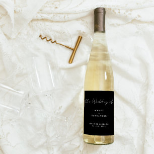 Etiqueta Para Botella De Vino Boda de guiones modernos y negros