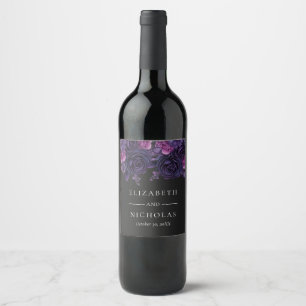 Etiqueta Para Botella De Vino Boda de Halloween florido gótico oscuro Moody