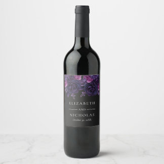 Etiqueta Para Botella De Vino Boda de Halloween florido gótico oscuro Moody