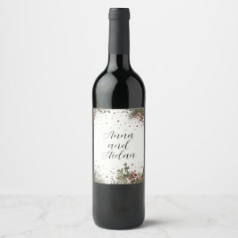 Etiqueta Para Botella De Vino Boda de Invierno Elegante Floral Inespiritualidad 