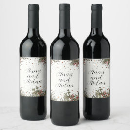 Etiqueta Para Botella De Vino Boda de Invierno Floral Elegante Modernidad Inspir