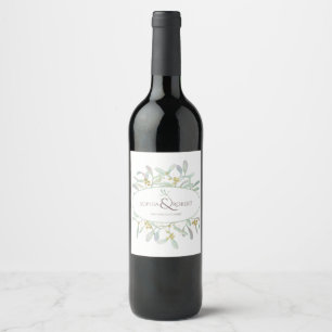 Etiqueta Para Botella De Vino Boda de Invierno Mistletoe Escarcha