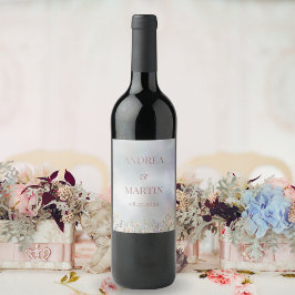 Etiqueta Para Botella De Vino Boda de Jardín Boho de Flores Silvestres Rústicas