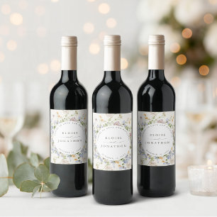 Etiqueta Para Botella De Vino Boda de jardín de flores silvestres de primavera c