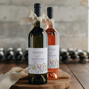Etiqueta Para Botella De Vino Boda de jardín floral de flores silvestres