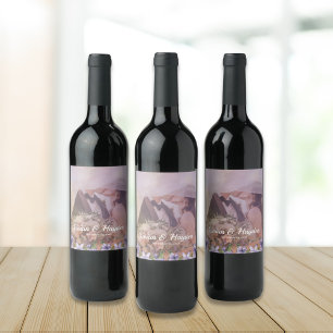 Etiqueta Para Botella De Vino Boda de jardín floral púrpura