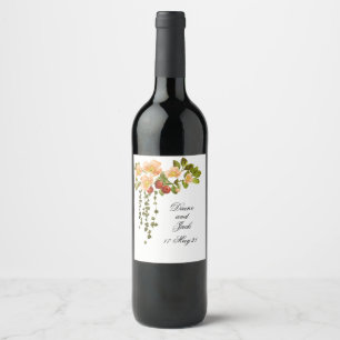 Etiqueta Para Botella De Vino Boda de la acuarela de la flor de Apple
