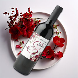 Etiqueta Para Botella De Vino Boda de la "cena de ensayo" moderna con flores de