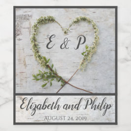 Etiqueta Para Botella De Vino Boda de ladrido de ladrillo rústico en el corazón 