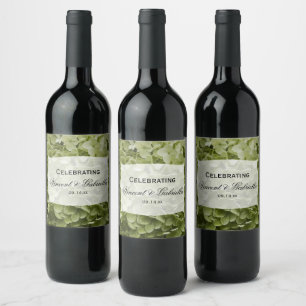 Etiqueta Para Botella De Vino Boda de las flores de Annabelle verde Hydrangea