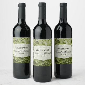 Etiqueta Para Botella De Vino Boda de las flores de Annabelle verde Hydrangea