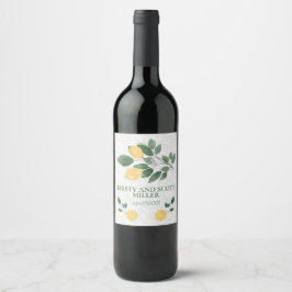 Etiqueta Para Botella De Vino Boda de limones sicilianos acuarela
