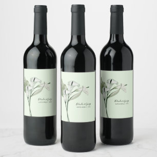 Etiqueta Para Botella De Vino Boda de lirios de calla blancos elegantes modernos