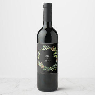Etiqueta Para Botella De Vino Boda De Los Huesos De Pino De Foliage