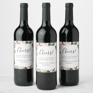 Etiqueta Para Botella De Vino Boda de marco floral de ciruela de Rubor