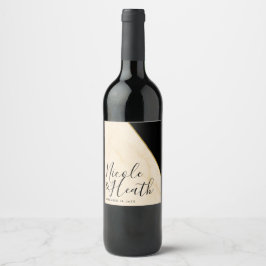 Etiqueta Para Botella De Vino Boda de mármol dorado y marfil Geometría Dorada de