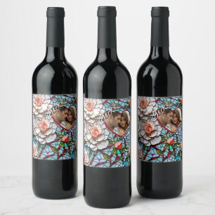 Etiqueta Para Botella De Vino Boda de mosaico y vidrio manchado personalizado