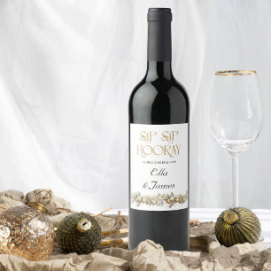 Etiqueta Para Botella De Vino Boda de Navidades Sip Sip Hooray Holly Garland
