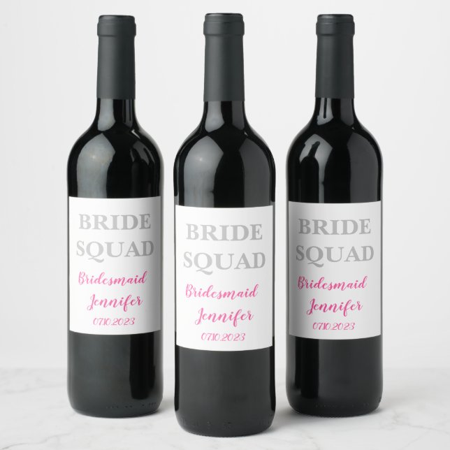 Etiqueta Para Botella De Vino Boda de nombre personalizado rosa de la dama de ho (Botellas)
