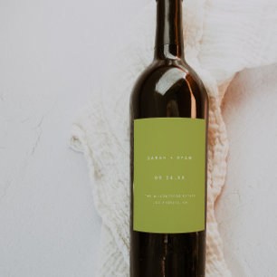 Etiqueta Para Botella De Vino Boda de nombres personalizados modernos lima verde