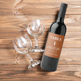 Etiqueta Para Botella De Vino Boda de Otoño Moderna en Terracota Naranja Quemado