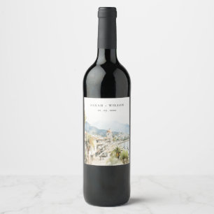 Etiqueta Para Botella De Vino Boda de paisaje acuarela Santa Marta Colombia