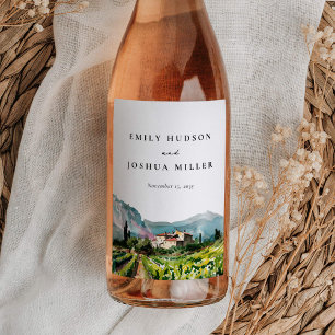 Etiqueta Para Botella De Vino Boda de paisajes de invierno rústico