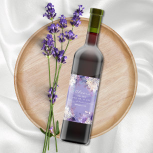 Etiqueta Para Botella De Vino Boda de primavera floral de color de agua de lavan