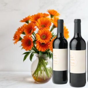 Etiqueta Para Botella De Vino Boda de puesta de sol naranja