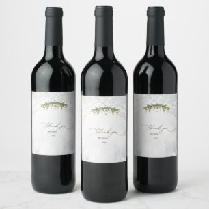 Etiqueta Para Botella De Vino Boda de ramas de invierno Linternas Copos de nieve