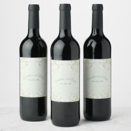 Etiqueta Para Botella De Vino Boda de Rosa Blanca Verde Salvia