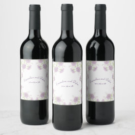 Etiqueta Para Botella De Vino Boda de Rosa Púrpura Lavanda
