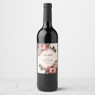 Etiqueta Para Botella De Vino boda de rosas rosadas y rojas bonitos