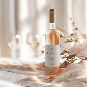 Etiqueta Para Botella De Vino Boda de "Salud para amar" Minimalista blanco y neg