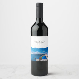 Etiqueta Para Botella De Vino Boda de Santorini