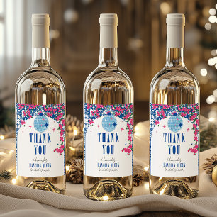 Etiqueta Para Botella De Vino Boda de Santorini Musical Bougainvillea