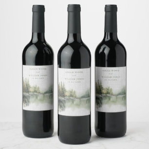 Etiqueta Para Botella De Vino Boda de selva verde rústico