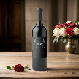 Etiqueta Para Botella De Vino Boda de sucursal de color acuático moderno