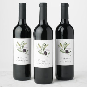 Etiqueta Para Botella De Vino Boda de sucursal Olive personalizado