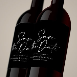 Etiqueta Para Botella De Vino Boda de tipografía negra de escritura informal mod