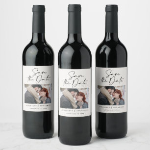 Etiqueta Para Botella De Vino Boda de tipografía negra de escritura informal mod