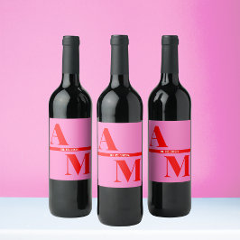 Etiqueta Para Botella De Vino Boda de tipografía negrita del Retro Rojo